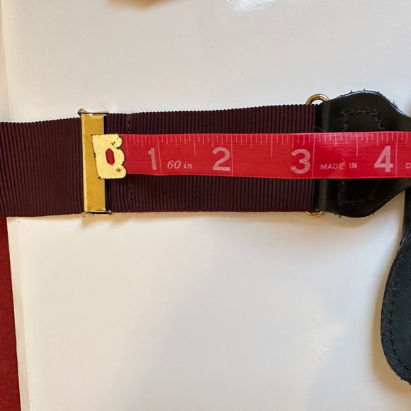 Vintage Suspenders Maroon Grosgrain Black Leather Ends Made in England Unworn - Picture 5 of 15